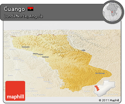 Physical Panoramic Map of Cuango, lighten