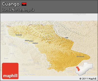 Physical Panoramic Map of Cuango, lighten