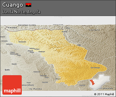 Physical Panoramic Map of Cuango, semi-desaturated