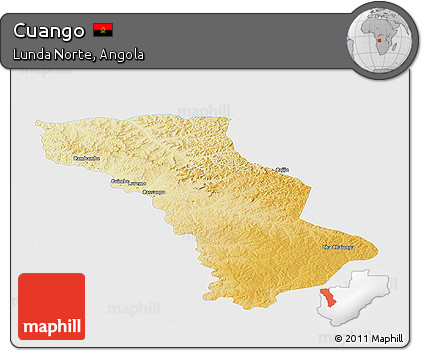 Physical Panoramic Map of Cuango, single color outside
