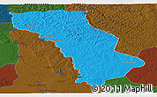 Political Panoramic Map of Cuango, darken