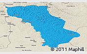 Political Panoramic Map of Cuango, shaded relief outside