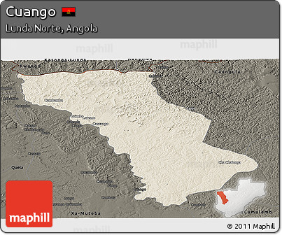 Shaded Relief Panoramic Map of Cuango, darken