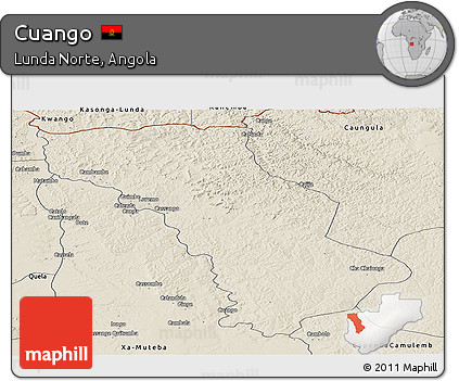 Shaded Relief Panoramic Map of Cuango