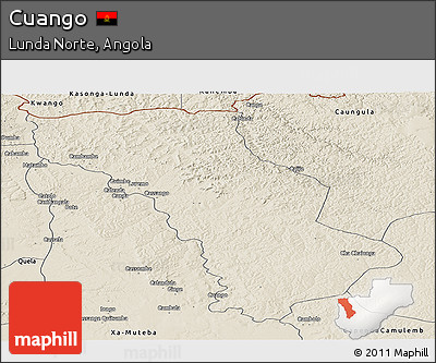 Shaded Relief Panoramic Map of Cuango