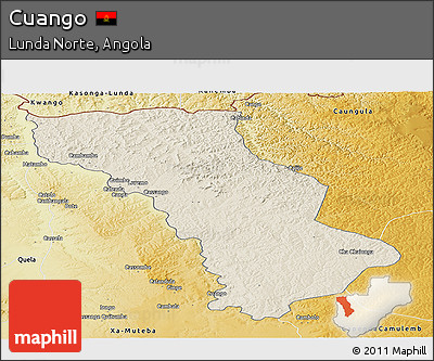 Shaded Relief Panoramic Map of Cuango, physical outside
