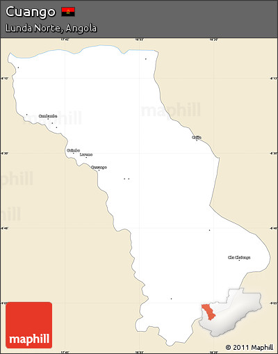 Classic Style Simple Map of Cuango, single color outside