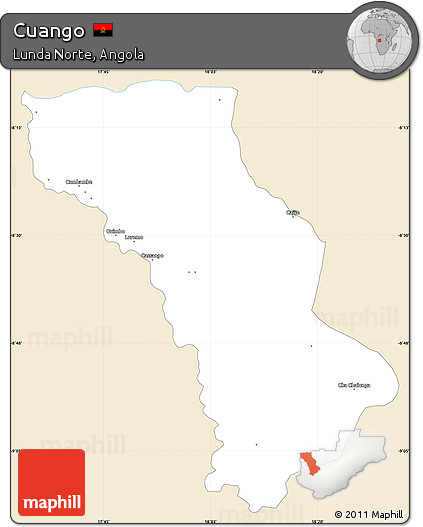 Classic Style Simple Map of Cuango, single color outside