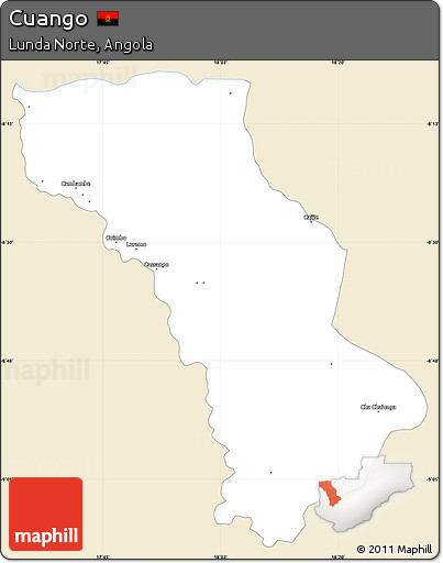 Classic Style Simple Map of Cuango, single color outside
