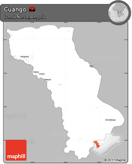 Gray Simple Map of Cuango, single color outside