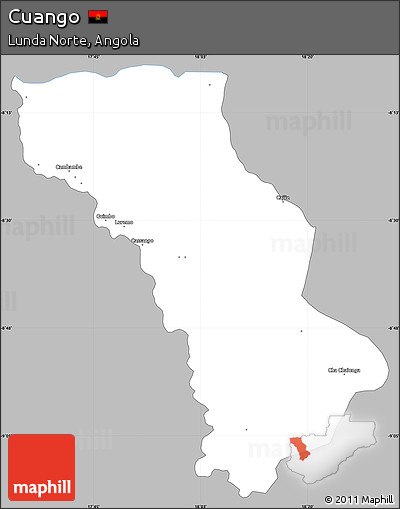 Gray Simple Map of Cuango, single color outside
