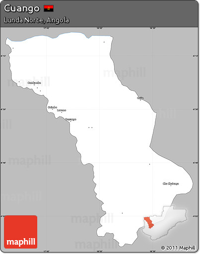 Gray Simple Map of Cuango, single color outside
