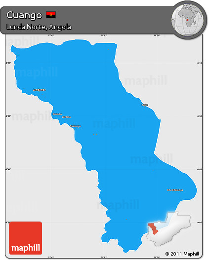 Political Simple Map of Cuango, single color outside