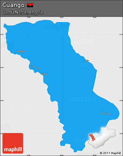 Political Simple Map of Cuango, single color outside