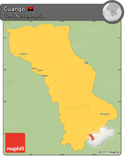 Savanna Style Simple Map of Cuango, single color outside