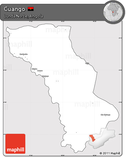 Silver Style Simple Map of Cuango, cropped outside