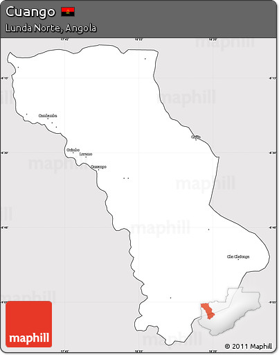 Silver Style Simple Map of Cuango, cropped outside