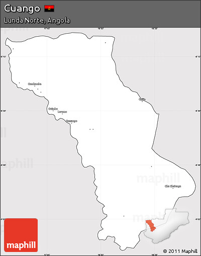 Silver Style Simple Map of Cuango, cropped outside