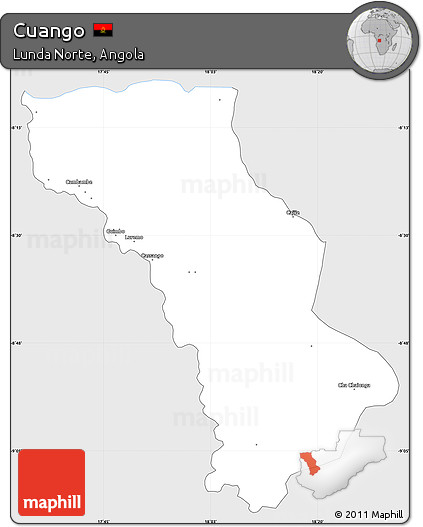 Silver Style Simple Map of Cuango, single color outside