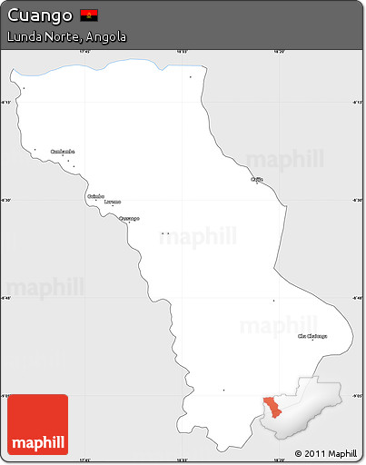 Silver Style Simple Map of Cuango, single color outside
