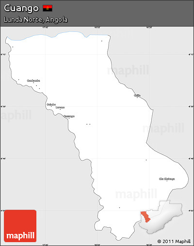 Silver Style Simple Map of Cuango, single color outside