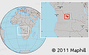Gray Location Map of Lubalo, within the entire country