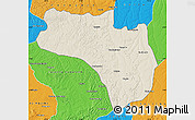 Shaded Relief Map of Lubalo, political outside