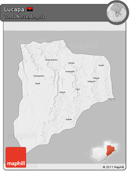 Gray 3D Map of Lucapa, single color outside