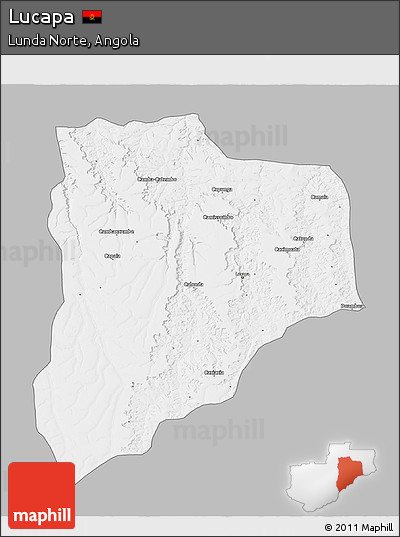 Gray 3D Map of Lucapa, single color outside