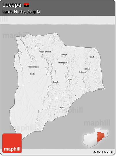 Gray 3D Map of Lucapa, single color outside