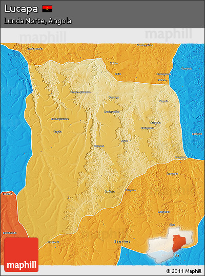 Physical 3D Map of Lucapa, political outside