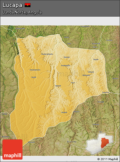 Physical 3D Map of Lucapa, satellite outside