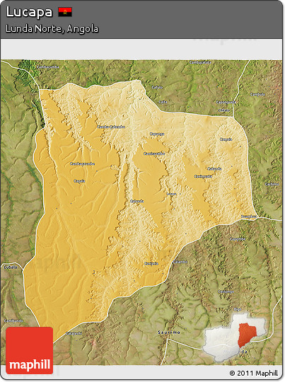 Physical 3D Map of Lucapa, satellite outside