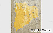 Physical 3D Map of Lucapa, semi-desaturated