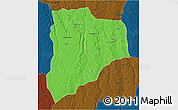 Political 3D Map of Lucapa, darken
