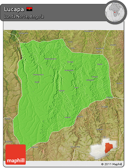 Political 3D Map of Lucapa, satellite outside