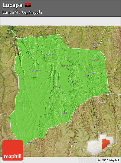 Political 3D Map of Lucapa, satellite outside