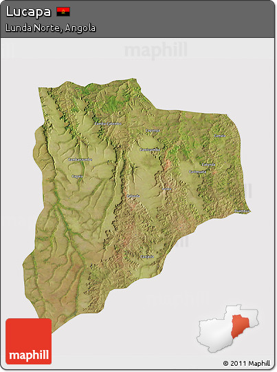 Satellite 3D Map of Lucapa, cropped outside