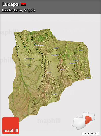 Satellite 3D Map of Lucapa, cropped outside