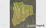 Satellite 3D Map of Lucapa, darken, semi-desaturated
