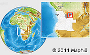 Physical Location Map of Lucapa, highlighted country, highlighted parent region, within the entire country