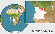 Satellite Location Map of Lucapa, highlighted country, within the entire country