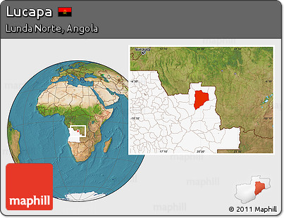 Satellite Location Map of Lucapa, highlighted country