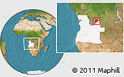 Satellite Location Map of Lucapa, highlighted country, highlighted parent region, within the entire country