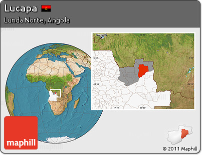 Satellite Location Map of Lucapa, highlighted country, highlighted parent region
