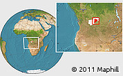 Satellite Location Map of Lucapa, highlighted parent region, within the entire country
