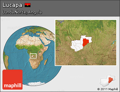 Satellite Location Map of Lucapa, highlighted parent region