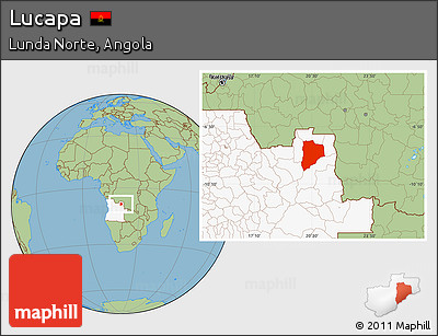 Savanna Style Location Map of Lucapa, highlighted country