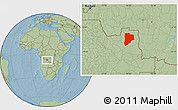 Savanna Style Location Map of Lucapa, hill shading