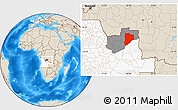 Shaded Relief Location Map of Lucapa, highlighted country, highlighted parent region